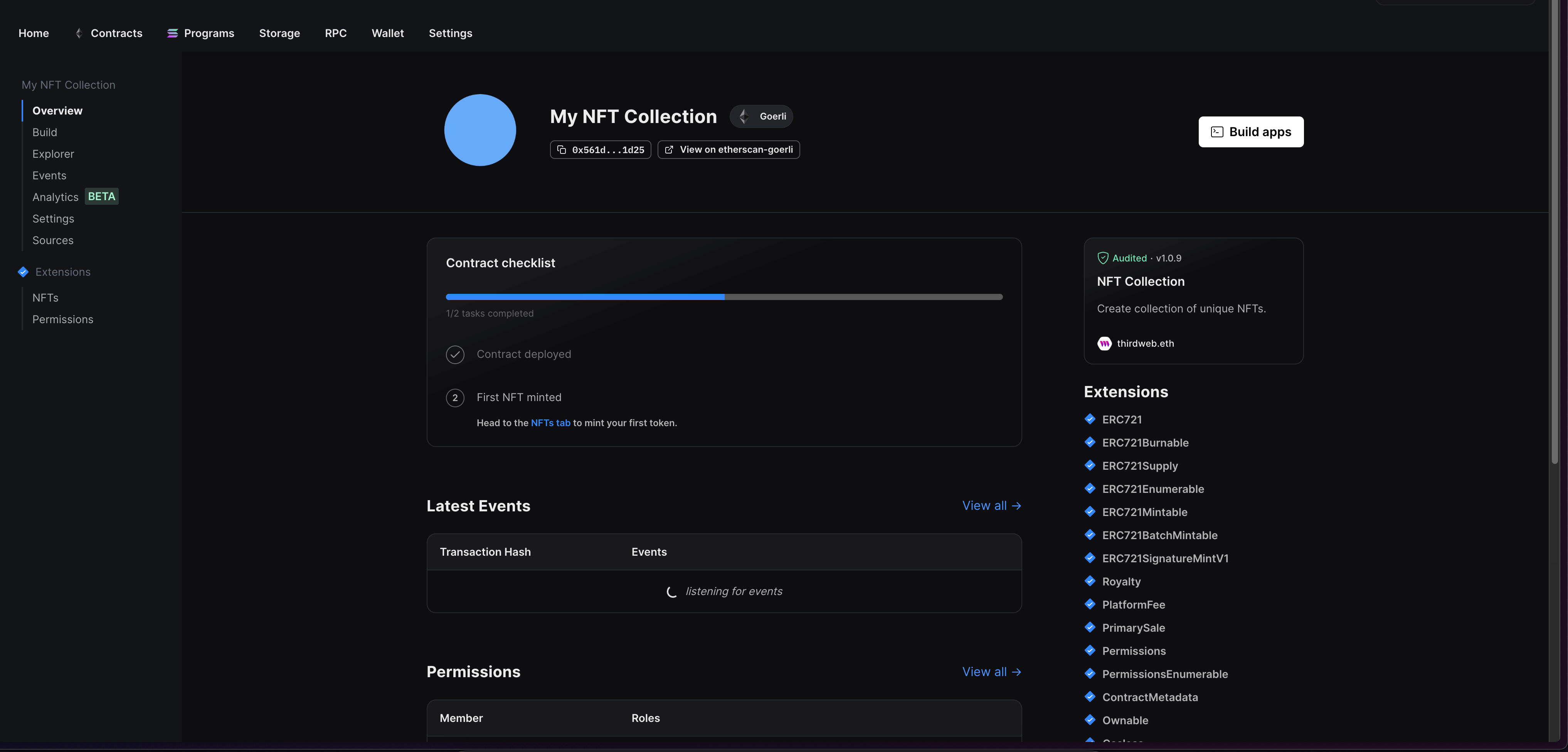 NFT Collection dashboard