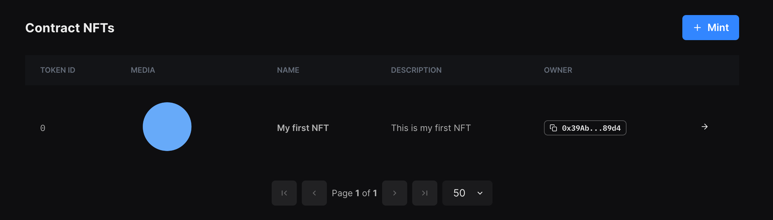 your first NFT has been successfully minted