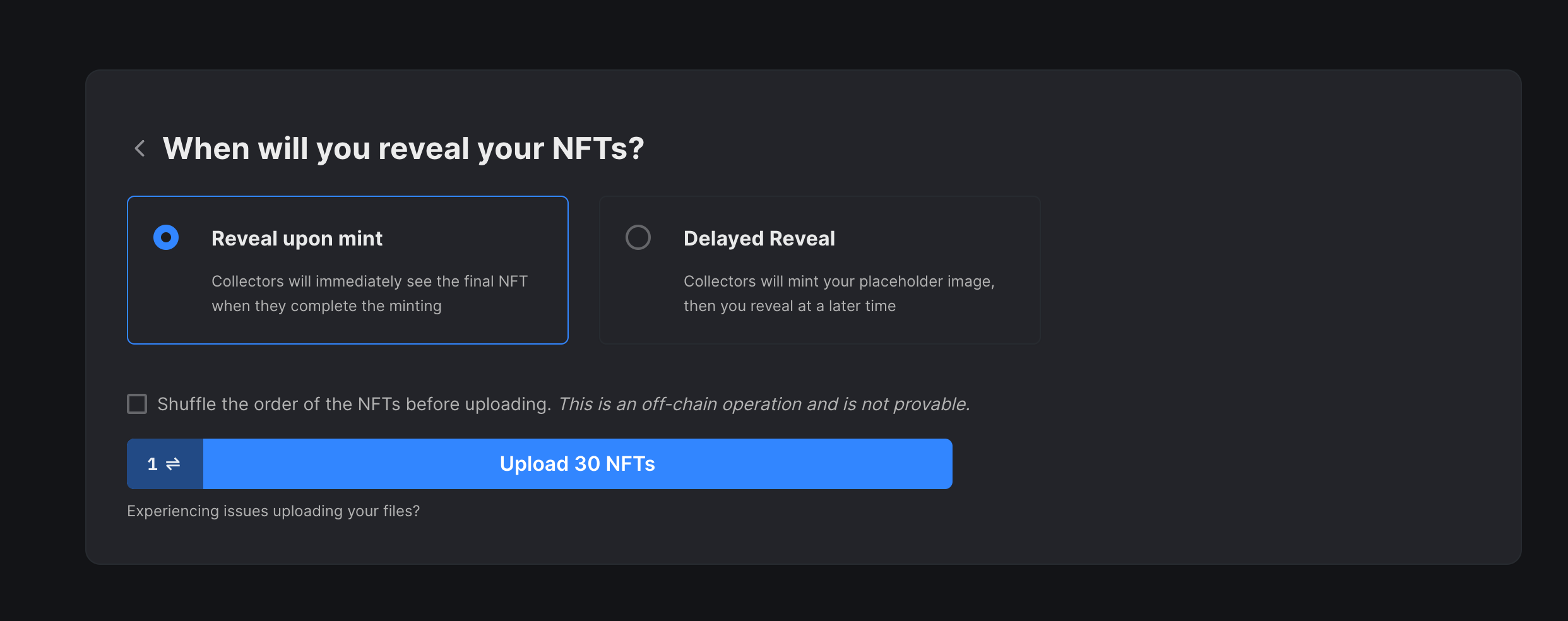Select when to reveal your NFTs