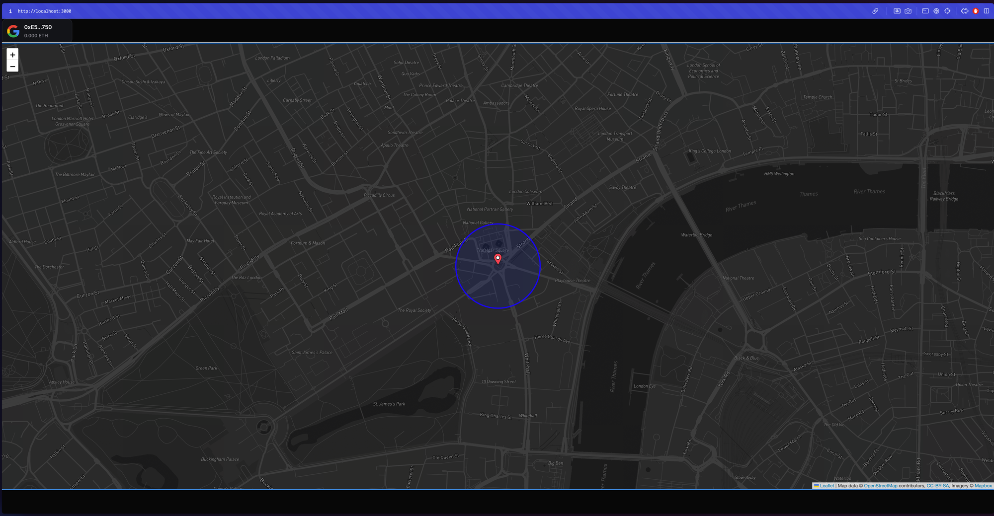 Map being rendered on localhost