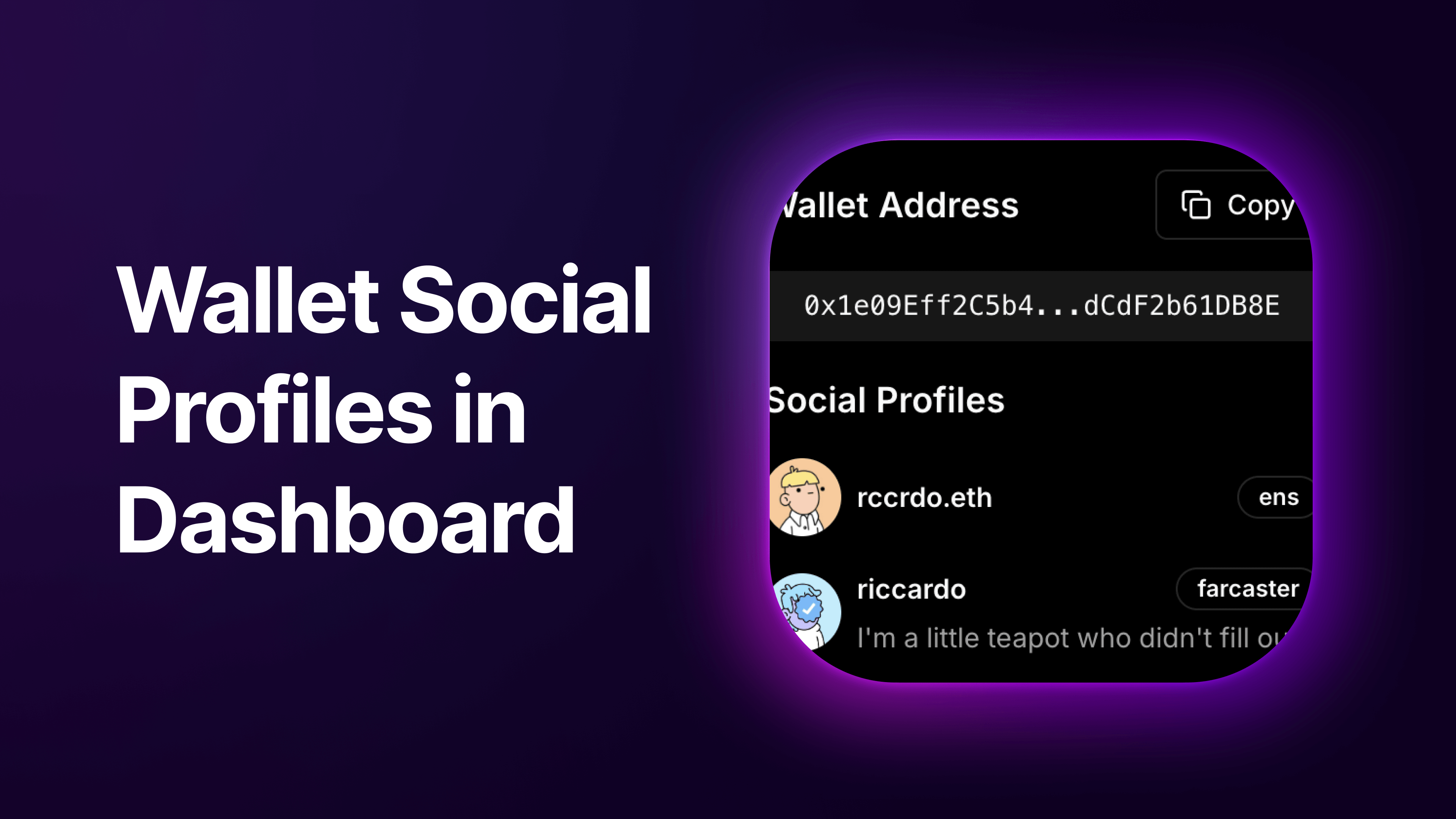 Wallet Social Profiles in Dashboard